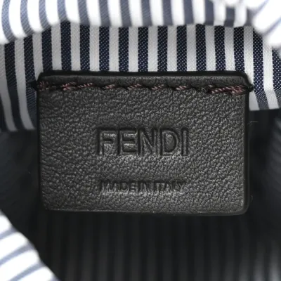 Fendi Nano Logo Step Out Bucket Bag White/Blue Nylon & King Vitello Leather Gold Hardware