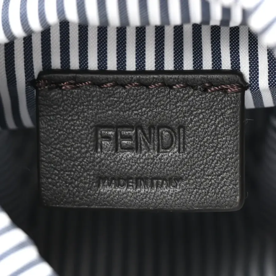 Fendi Nano Logo Step Out Bucket Bag White/Blue Nylon & King Vitello Leather Gold Hardware