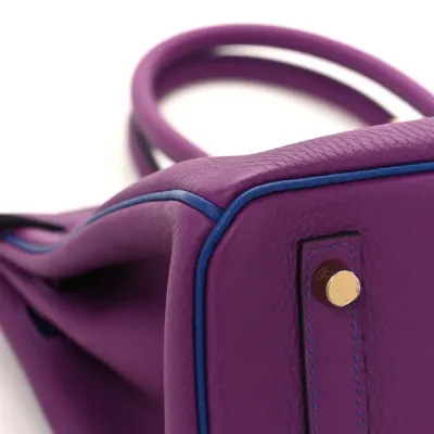 Hermès Horseshoe Birkin 30 Anemone / Bleu Electrique Togo Leather Gold Hardware