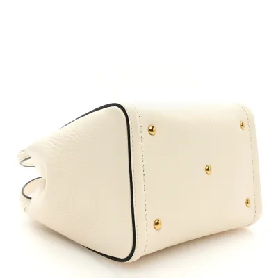 Valentino Garavani Small Alltime Handbag Ivory Soft Grainy Calfskin Leather Gold Hardware