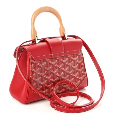 Goyard Mini Saigon Trunk Bag Red Goyardine Canvas Silver Hardware