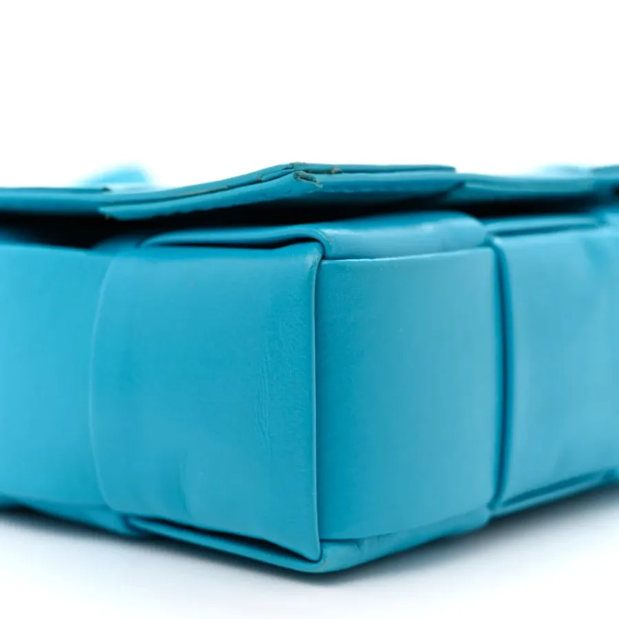 Bottega Veneta Small Maxi Intreccio Cassette Crossbody Bag Pool Paper Calfskin Leather