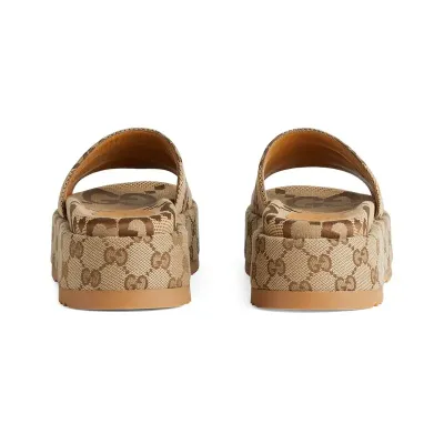 Gucci Wooden color Round Head Platform Slippers