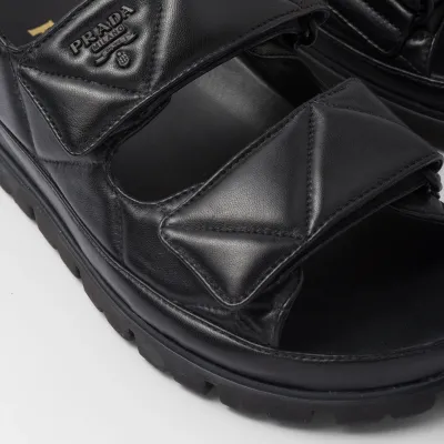 PRADA Black padded effect Nappa leather sandals