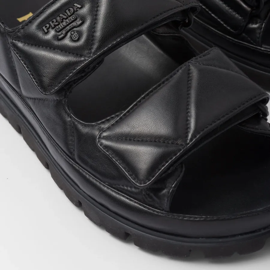 PRADA Black padded effect Nappa leather sandals