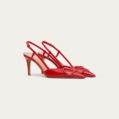 VALENTINO Lace-up heels with decorative patent leather