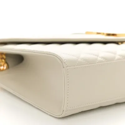 Saint Laurent Large Satchel Crema Soft Triquilt Monogram Grain De Poudre Textured Mixed Matelasse Leather Silver Hardware