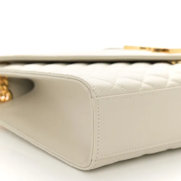 Saint Laurent Large Satchel Crema Soft Triquilt Monogram Grain De Poudre Textured Mixed Matelasse Leather Silver Hardware - Image 4