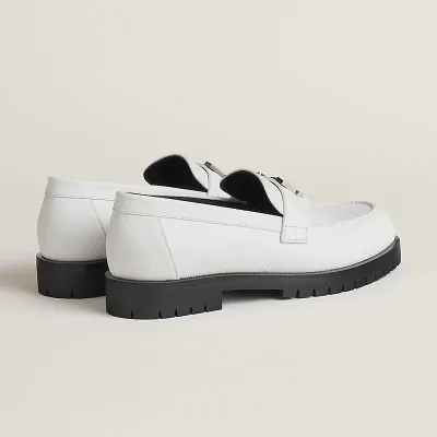 HERMES Faubourg white Loafers