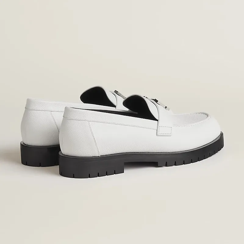 HERMES Faubourg white Loafers