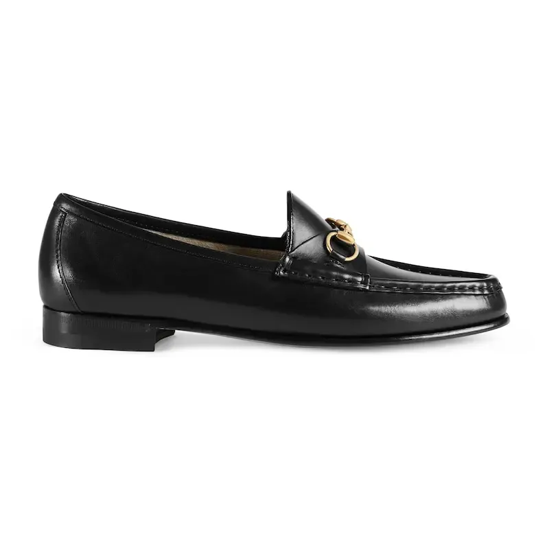 Gucci black horse bit buckle flat bottom Loafers