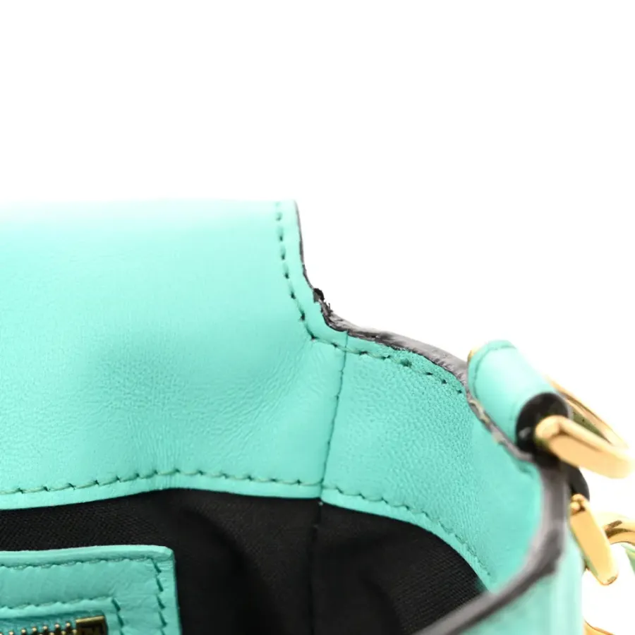 Fendi Petite Peekaboo I SEE U Satchel Fendi (F x T) Nappa Leather FF 1974 Embossed Tiffany Gold Hardware