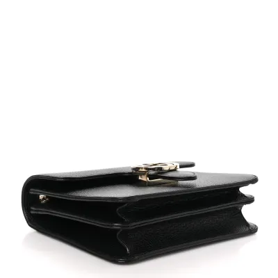 Gucci Small Interlocking G Shoulder Bag Black Dollar Calfskin Leather Gold Hardware