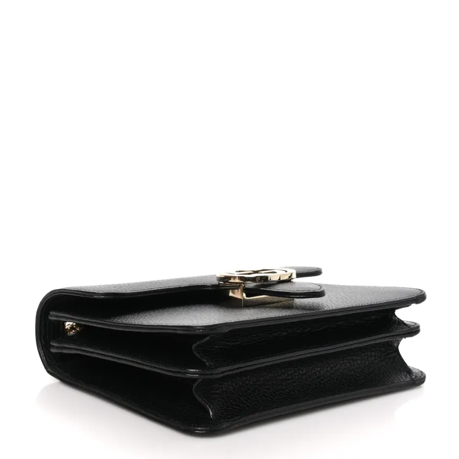 Gucci Small Interlocking G Shoulder Bag Black Dollar Calfskin Leather Gold Hardware