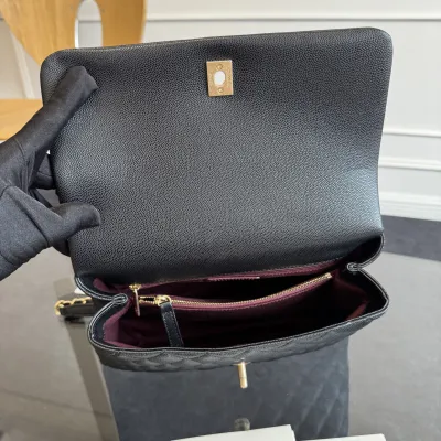 Chanel Coco Handle Black 29cm Quilted Caviar Leather Crossbody Bags Top-Handle Bags