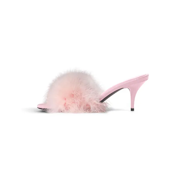BALENCIAGA 70MM sandals Pink feather slippers - Image 5