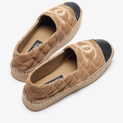Chanel Beige and black suede calfskin and sheep leather  Espadrilles
