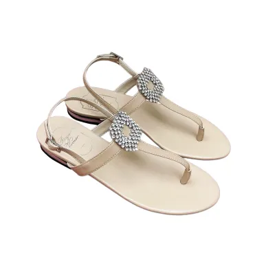 Roger Vivier Viv' By The Sea Sandals In White/Black/Blue/Silver/Brown Leather With Crystal Buckle