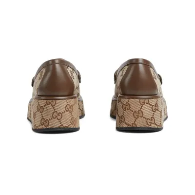 Gucci brown slope heel loafers