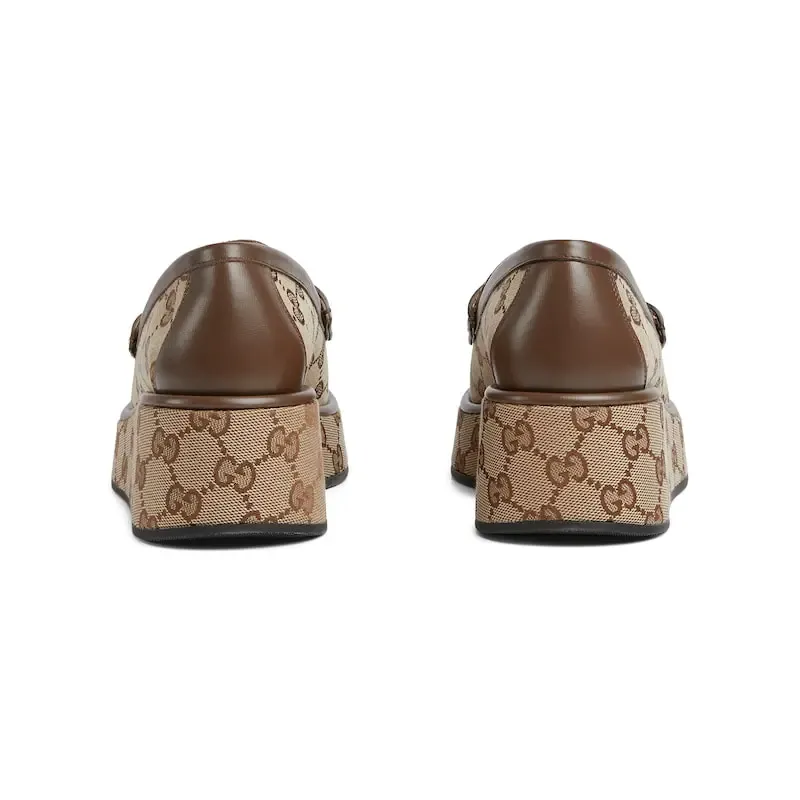 Gucci brown slope heel loafers