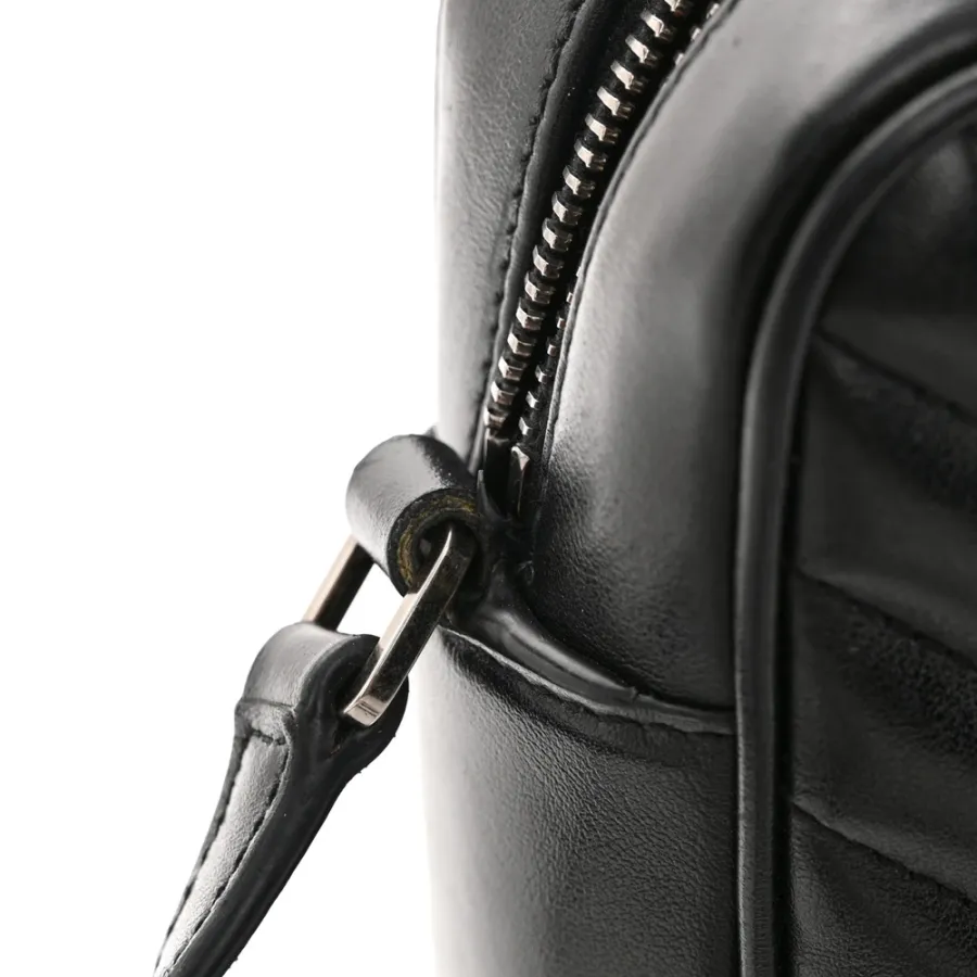 Saint Laurent Medium Lou Camera Bag Black Monogram Calfskin Matelasse Leather Silver Hardware