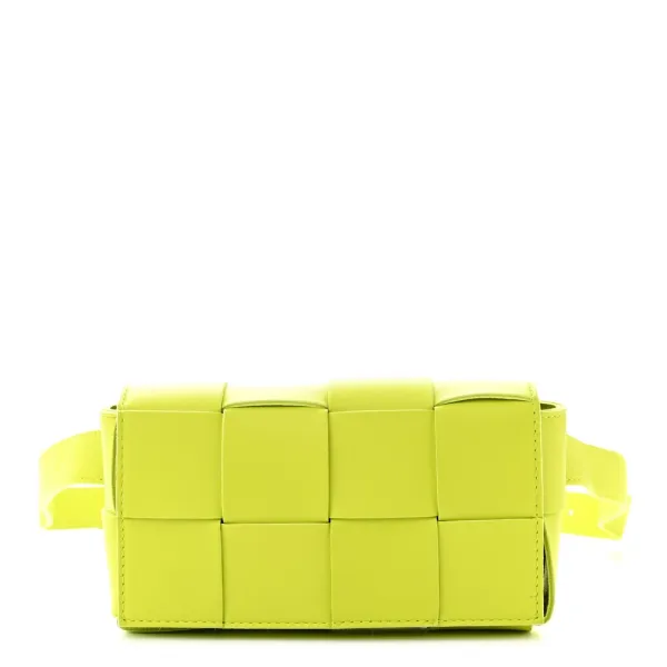 Bottega Veneta Small Intreccio Cassette Belt Bag Kiwi Paper Calfskin Leather