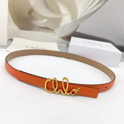 Chloe Logo Buckle Belt In White/Blue/Green/Orange/Black/Pink Calfskin With Gold Hardware 20mm