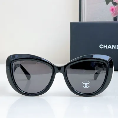 CHANEL glasses black silver color size 55-19-140
