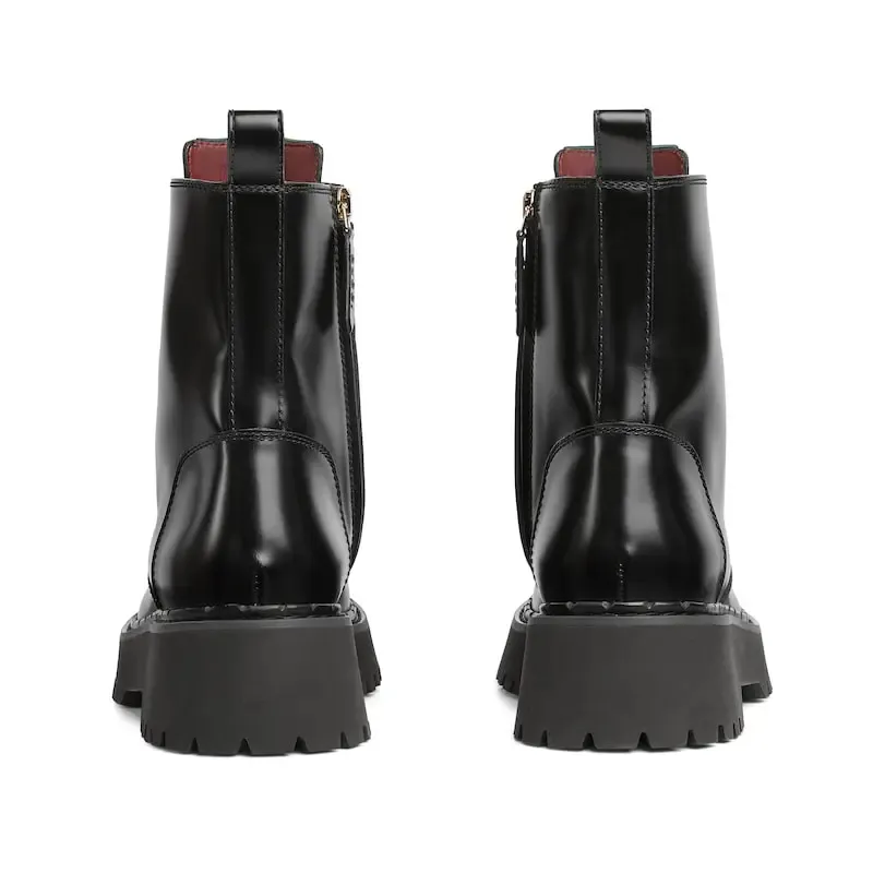 Gucci black webbing woven short boots