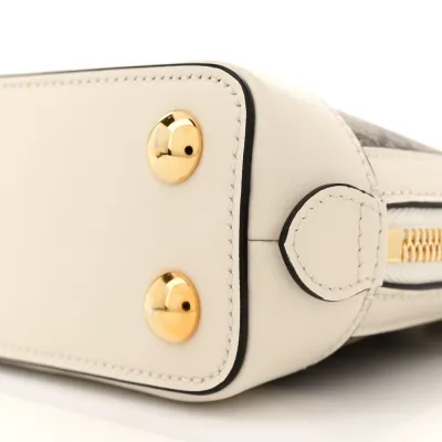 Gucci Mini Horsebit 1955 Top Handle Bag Beige / Ebony / Mystic White GG Supreme Monogram Canvas & Azalea Calfskin Leather Gold Hardware