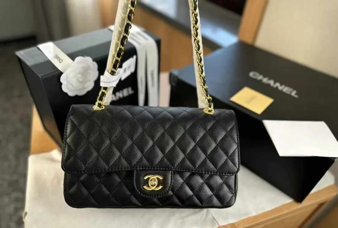 Chanel Double Flap Caviar Black Designer Handbags photo review