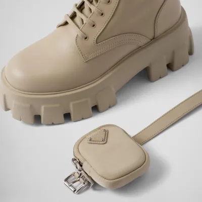 PRADA Desert Yellow marbled leather boots (with bag)