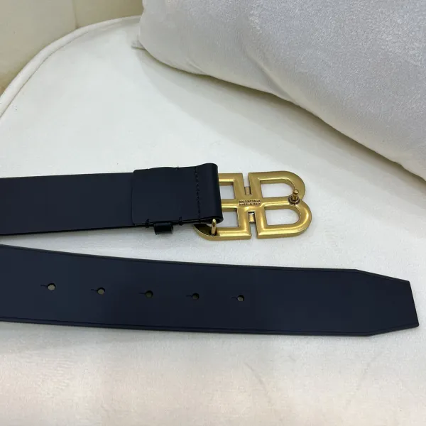 Balenciaga Men's BB Hourglass Large Belt In Black Smooth Calfskin With Silver/Gold Hardware 40mm - Image 7