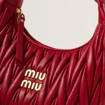 Miu Miu Wander Matelassé Quilted Lambskin Leather handbag Red Crossbody Bags