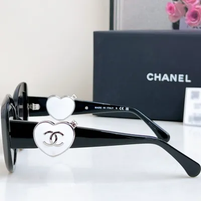 CHANEL glasses black silver color size 55-19-140