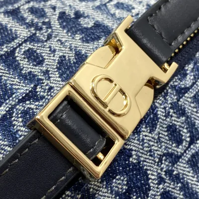 Dior Small D-Journey Bag in In Blue Denim Dior Oblique Jacquard With Gold Hardware