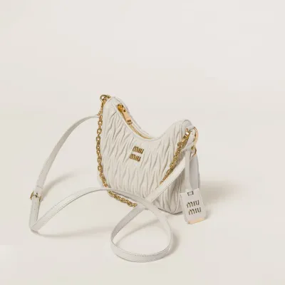 Miu Miu Matelassé Quilted Lambskin Leather white Crossbody Bags