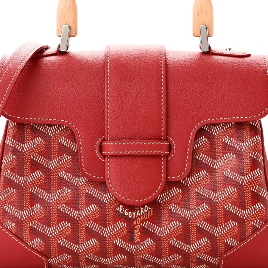 Goyard Saigon Mini Bag Red Goyardine Canvas Silver Hardware