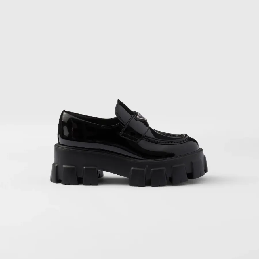 PRADA Black Monolith patent leather Loafers