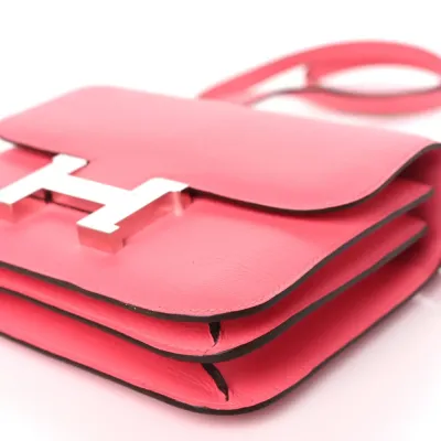 Hermès Constance 18 Rose Azalée Evercolor Leather Palladium Hardware