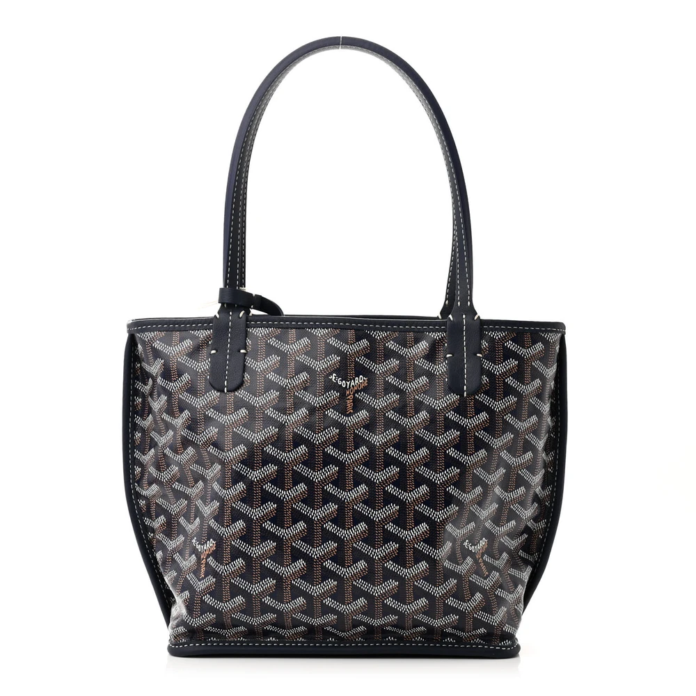 Goyard Reversible Mini Anjou Tote Navy Goyardine Canvas