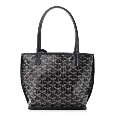 Goyard Reversible Mini Anjou Tote Navy Goyardine Canvas