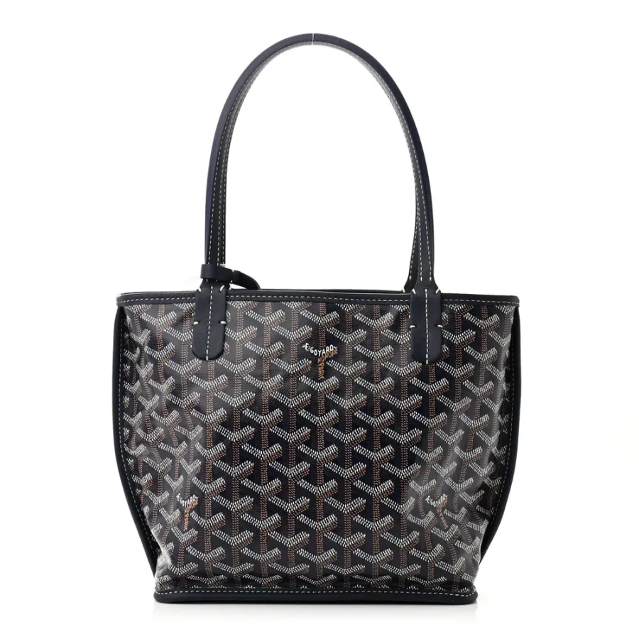 Goyard Reversible Mini Anjou Tote Navy Goyardine Canvas