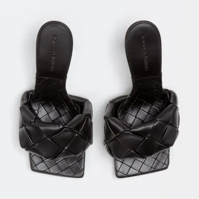 Bottega Veneta Lido Mule In Black Intrecciato Leather Flat Mules (Heel Height 9cm)