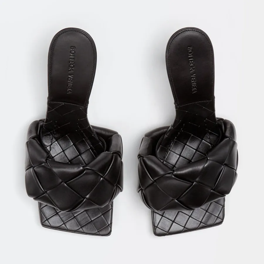 Bottega Veneta Lido Mule In Black Intrecciato Leather Flat Mules (Heel Height 9cm)