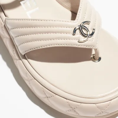 Chanel Light grey sheep leather sandals