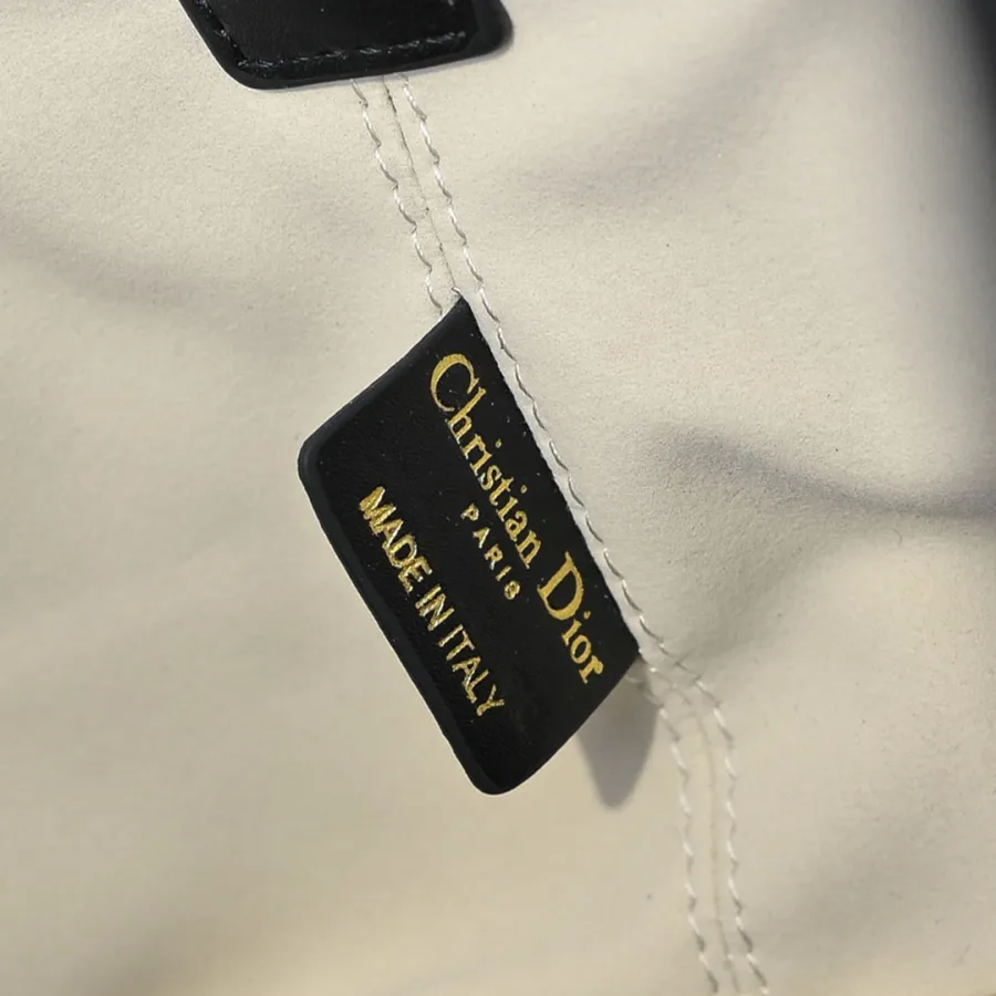 Dior Small Dior Toujours Bag In White And Black Macrocannage Calfskin With Light Gold Hardware