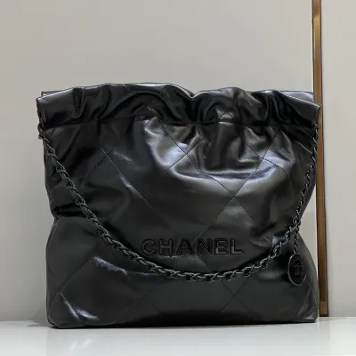 Chanel 22bags Black Black Buckle / Black Silver Buckle Shoulder Bags