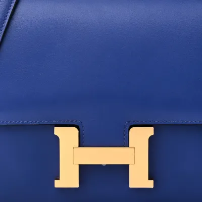 Hermès Constance 18 Bleu Bleu Électrique Tadelakt Leather Gold Hardware