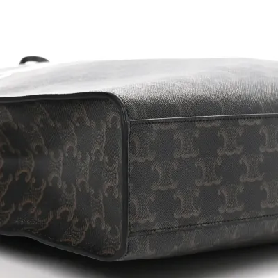 Celine Large Vertical Cabas Black Triomphe Canvas & Calfskin Leather